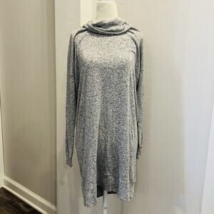 Gap Heather Gray  Rib Knit Long Sleeve Cowl Neck Sweater Mini Dress Size M